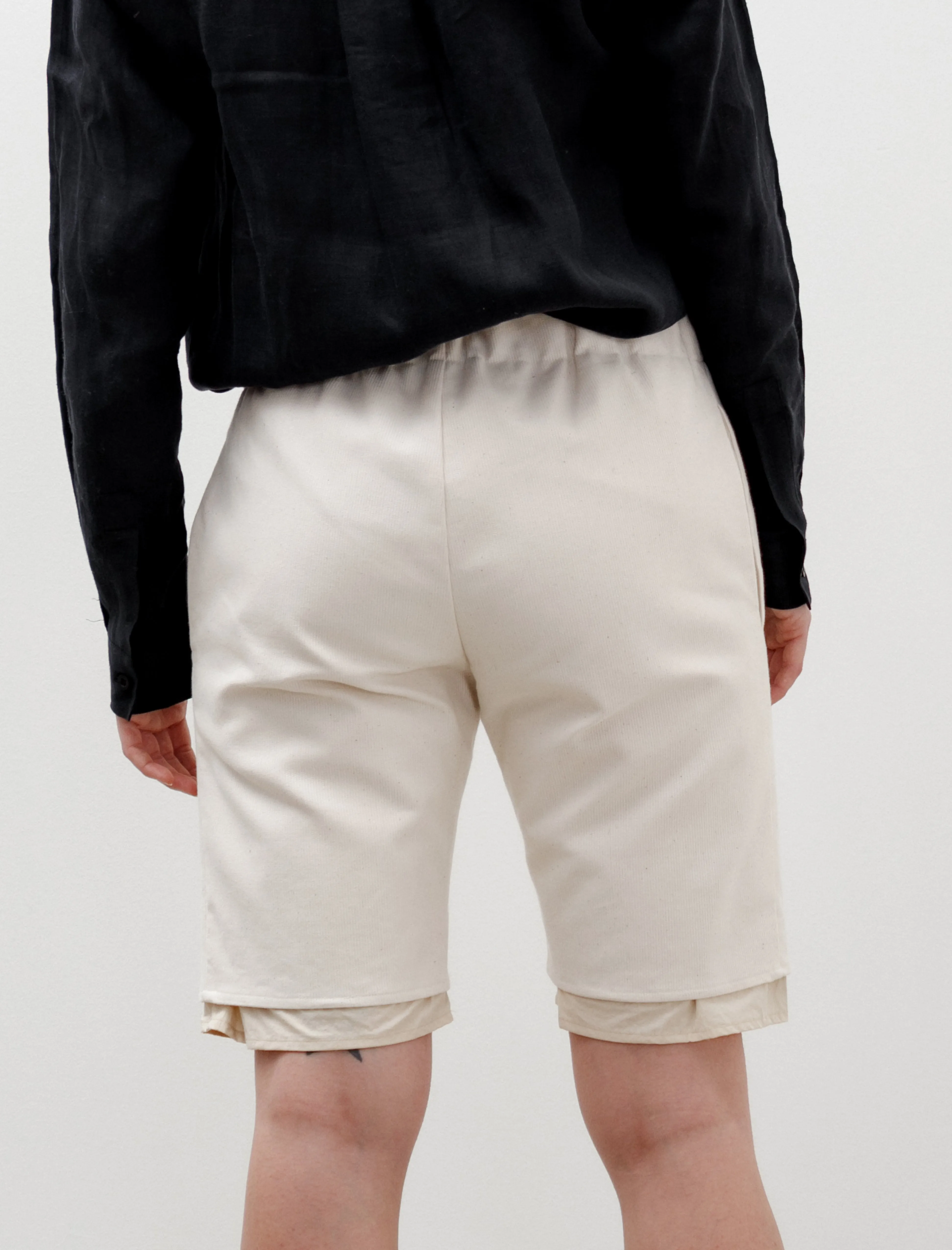 Durable Hem Finishing Below Shorts Off White
