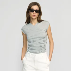 Lila Tencel Wrap-Neck Tee comfortable option Printed uniqueness