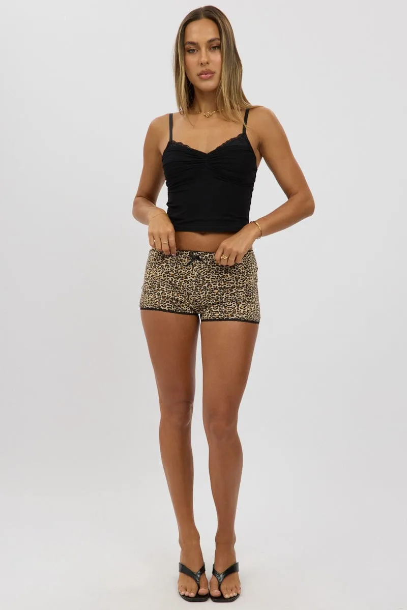 Summer Wardrobe Collectible Item Brown Animal Print Micro Shorts Low Rise