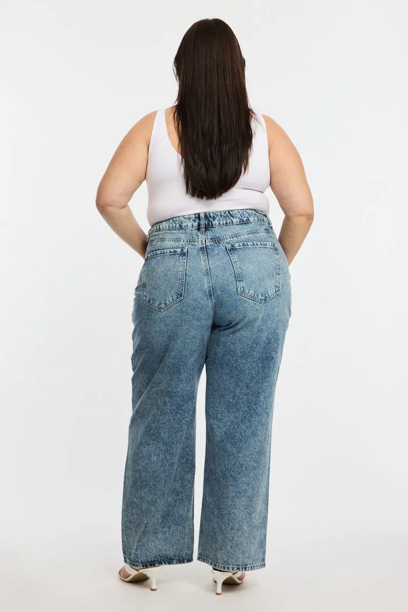 Denim Baggy Jeans Mid Rise Minimal Edge Fit Layer