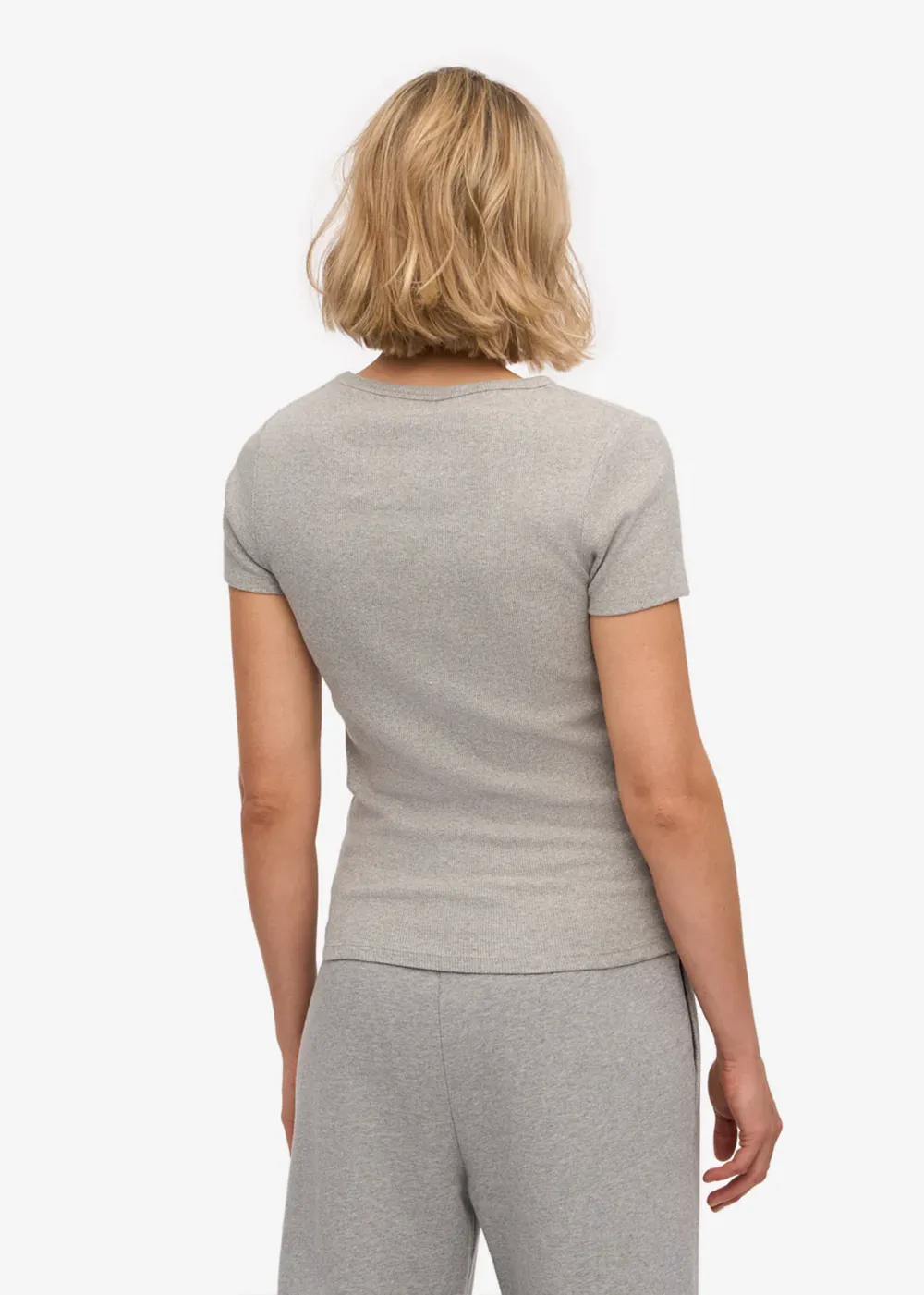 Easygoing Design Simple and Chic Organic Rib SS T-Shirt