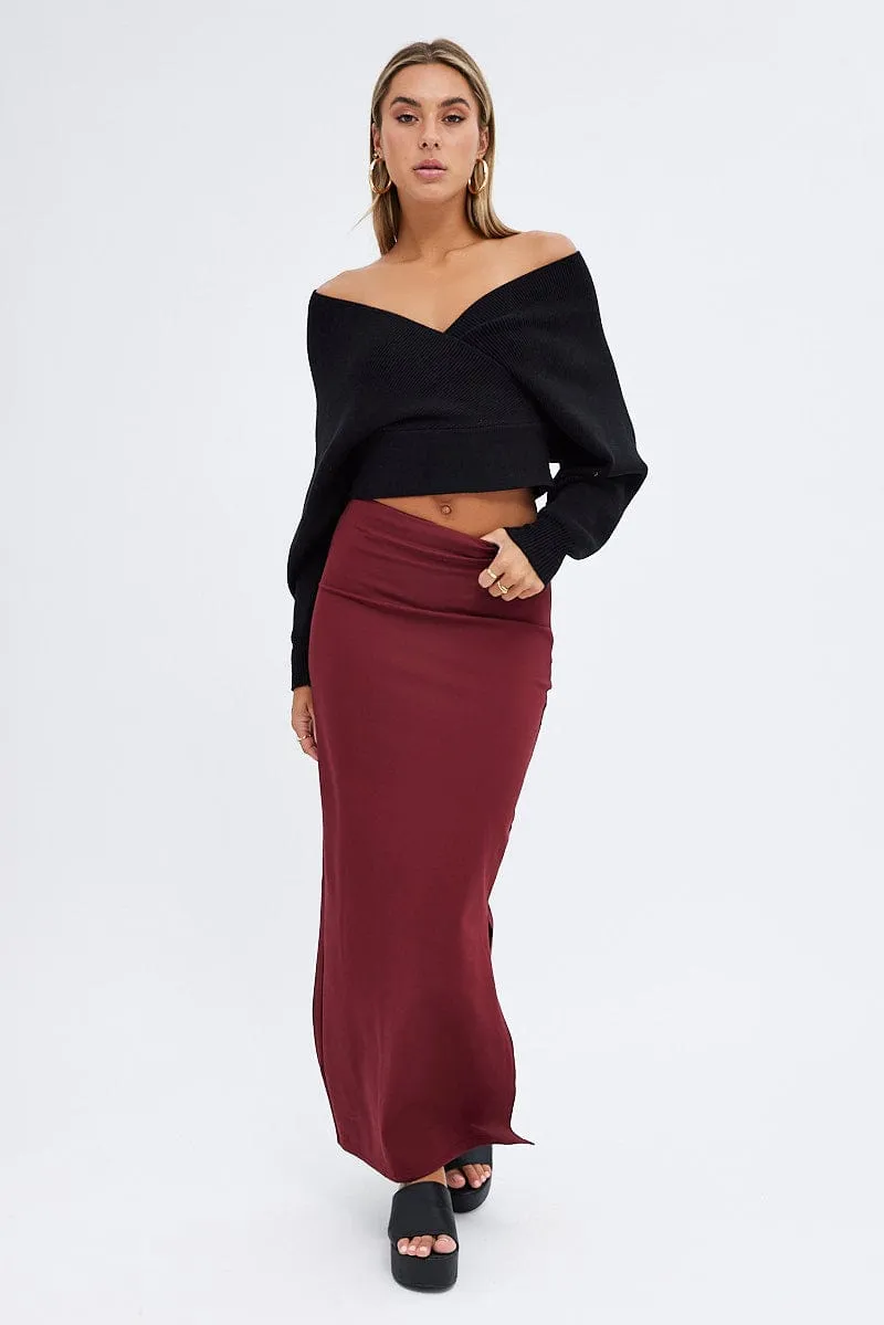 Vibrant Touch Purple Maxi Skirt Low Rise Ponte