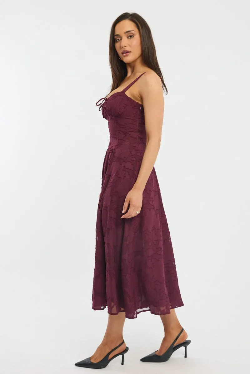 Red Midi Dress Burn Out Breeze Move