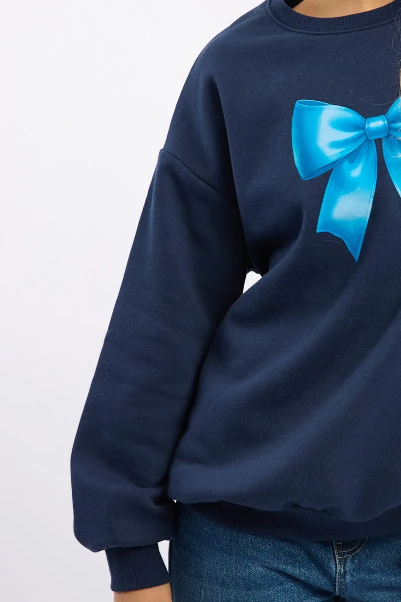 Daily Wear product premium quality assurance Blue Graphic Sweater Long Sleeve