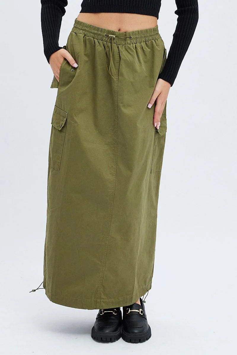 Crossback Strap Elegant Feel Green Parachute Skirt Maxi