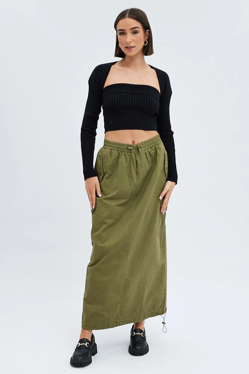 Core Collection Green Parachute Skirt Maxi