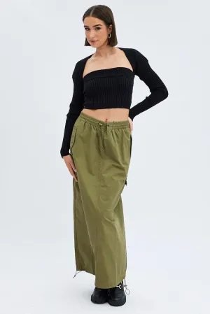 Soft Touch Hypoallergenic fabric Green Parachute Skirt Maxi