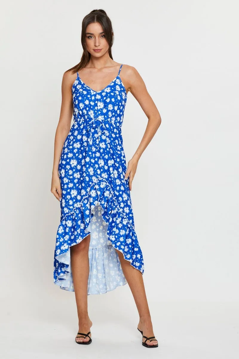 Quick Layer Chic Traveler Print Midi Dress Sleeveless V Neck