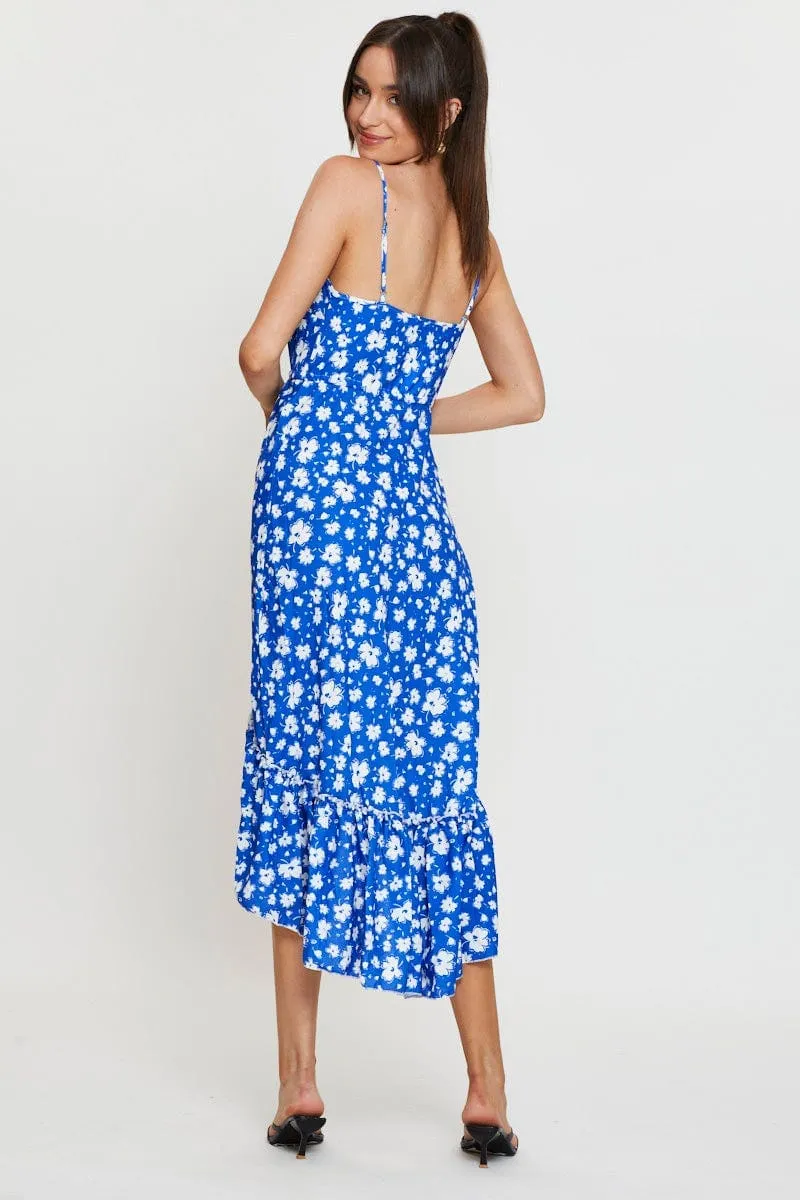 Print Midi Dress Sleeveless V Neck Subtle Glamour Light Comfort
