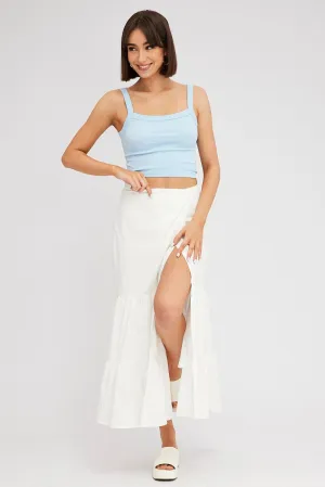 Striped Design Blogger Favorite White Wrap Skirt Maxi High Rise