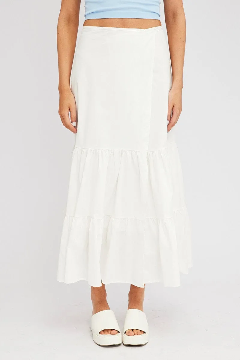 White Wrap Skirt Maxi High Rise quick dry Bold Finish