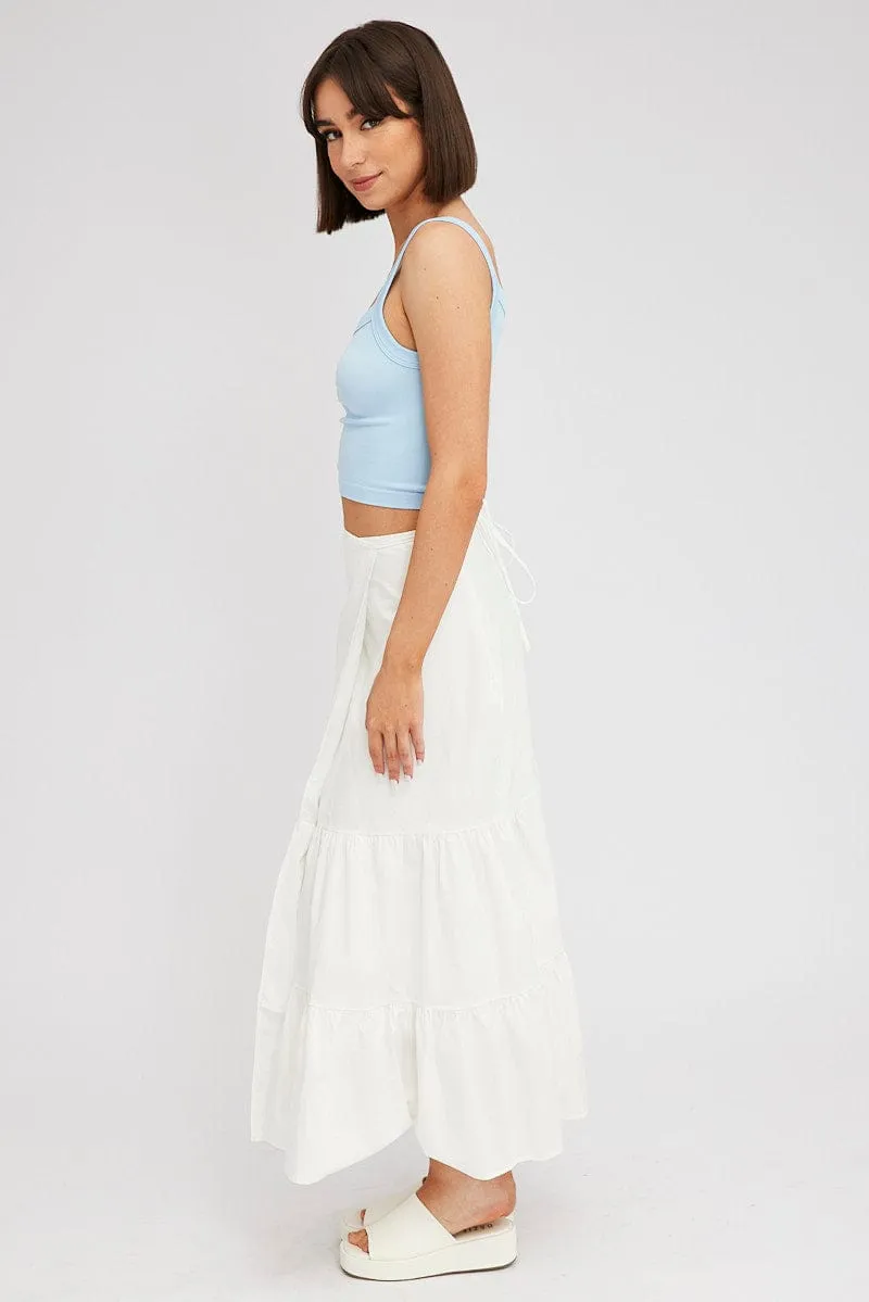 White Wrap Skirt Maxi High Rise Non Restrictive Fit