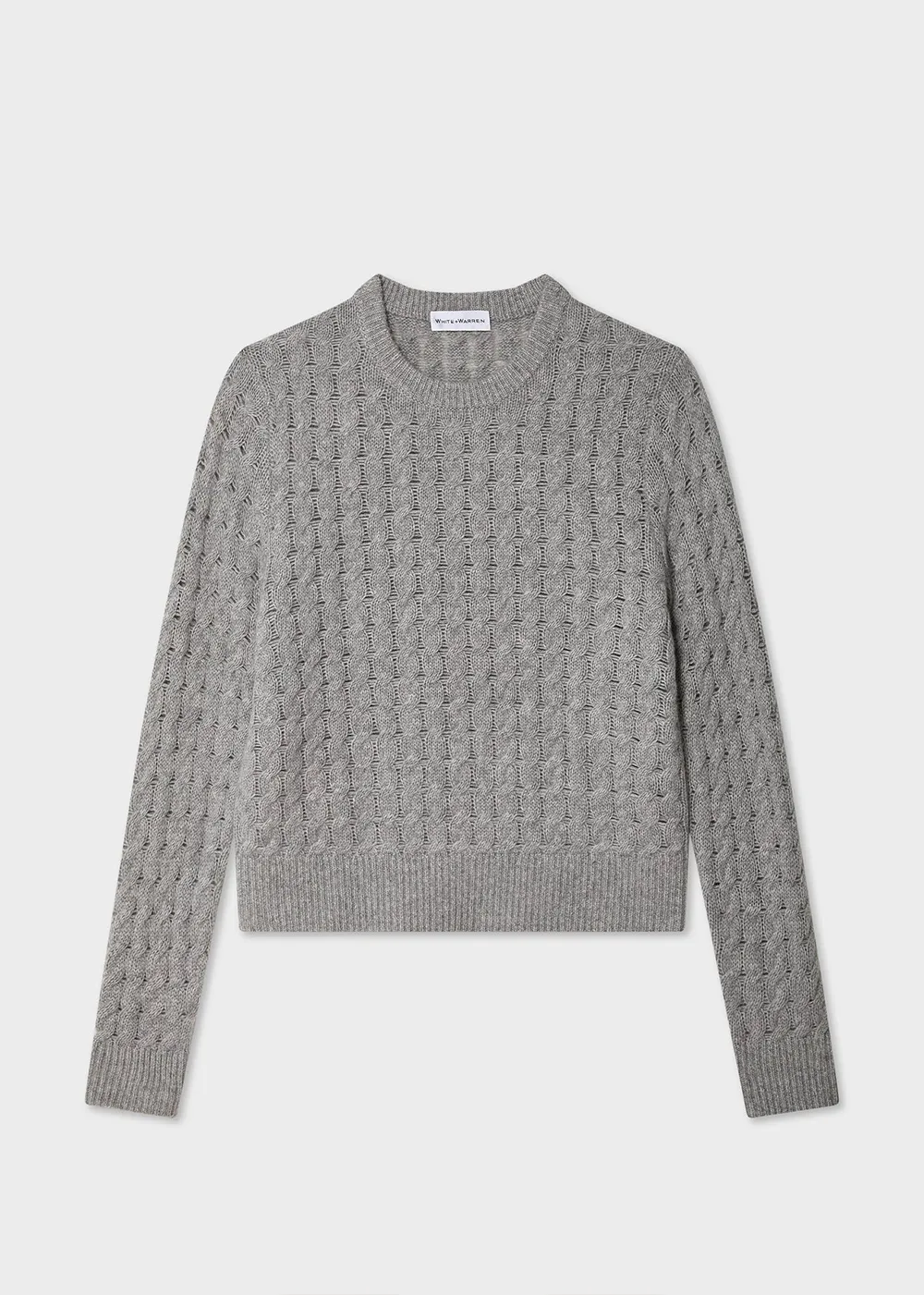 Flexible Drop Shoulder Cashmere Cable Shrunken Crew