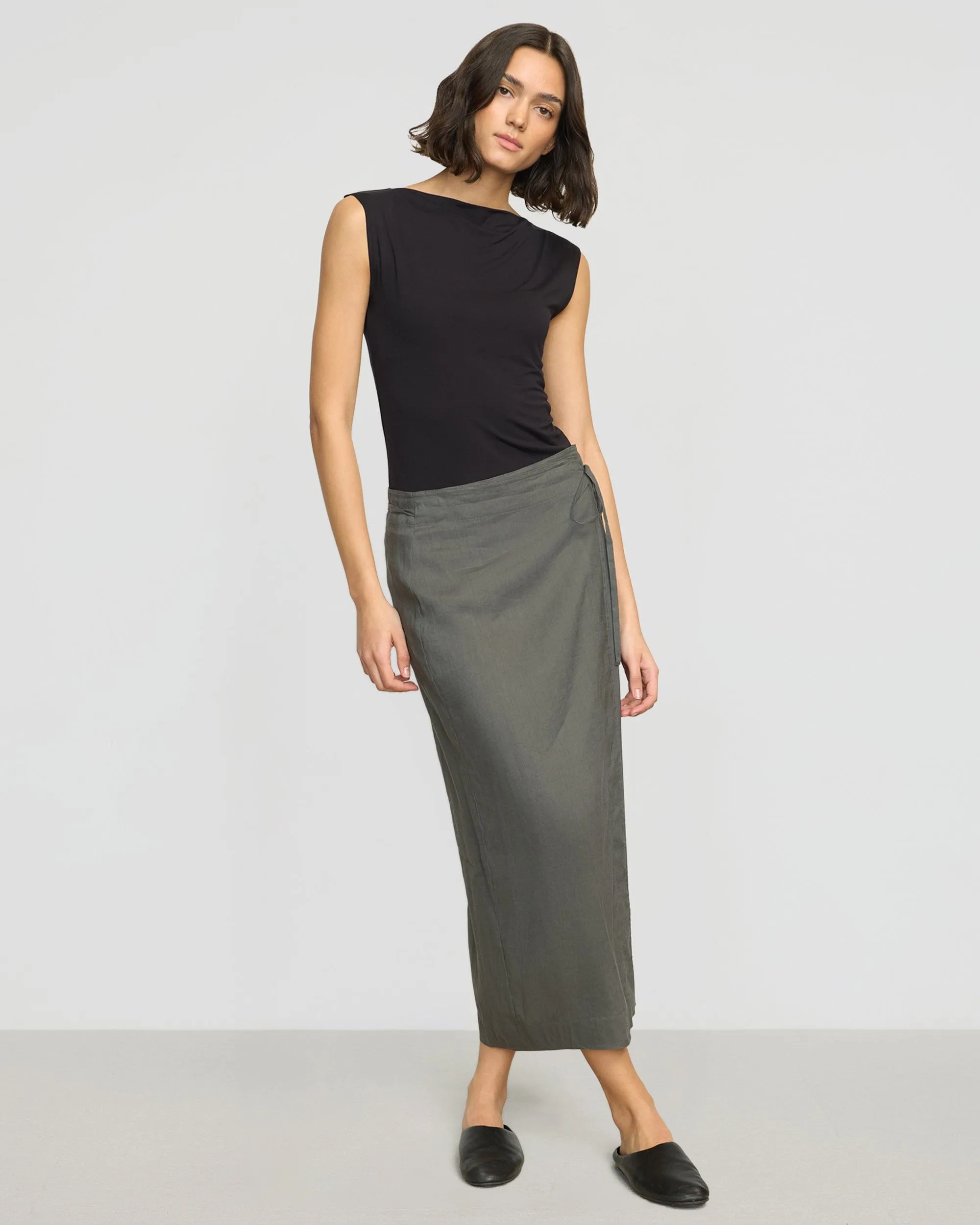 Fresh Fit Ellie Linen Maxi Wrap Skirt
