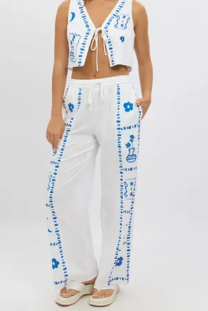 White Wide Leg Pants Elasticated Waist Quick Wash
