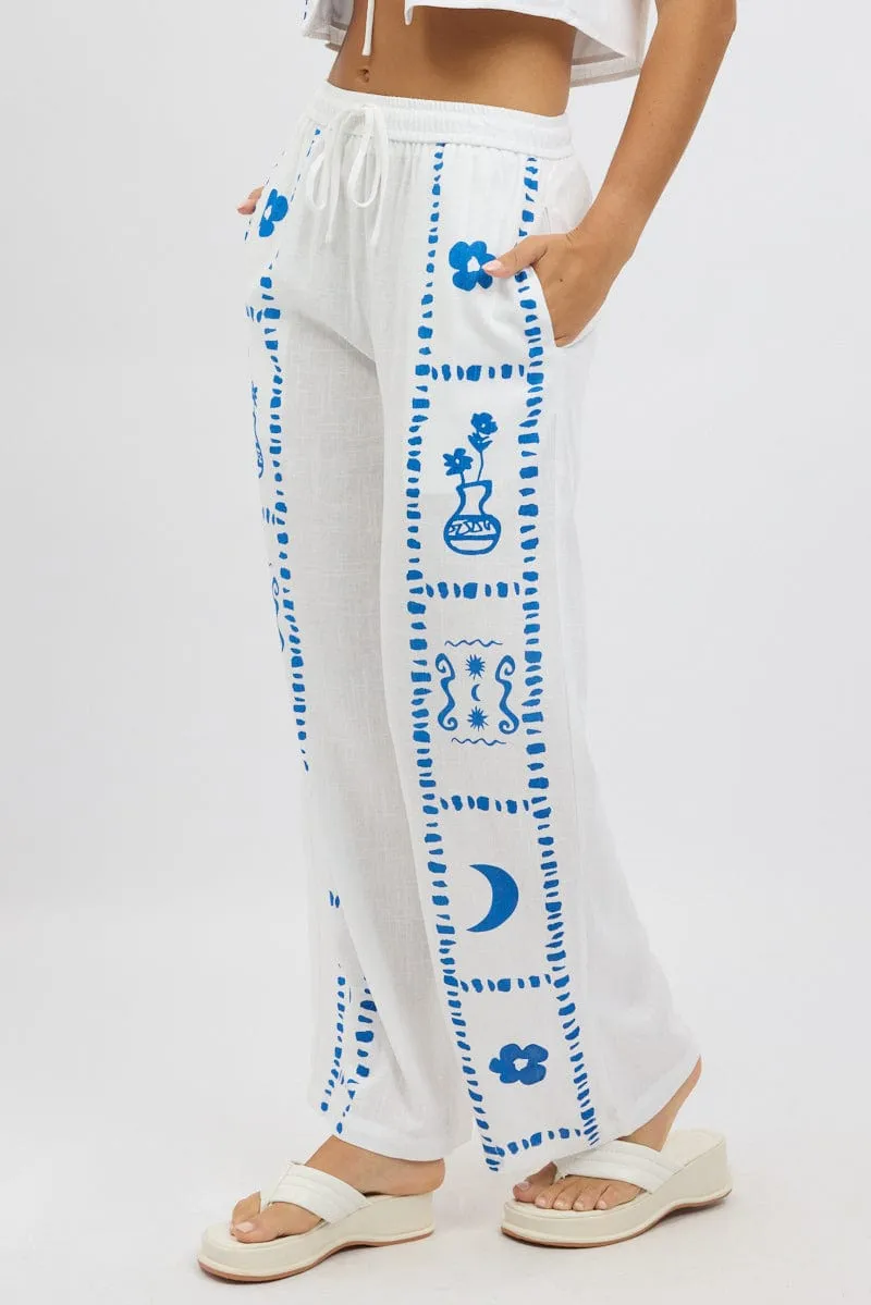 WindResistantMaterial Classic Elegance White Wide Leg Pants Elasticated Waist