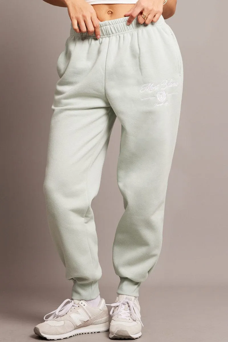Green Track Pants High Rise RecycledPolyester