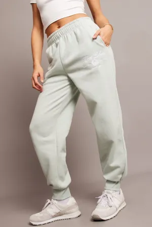 Odor Resistant Green Track Pants High Rise