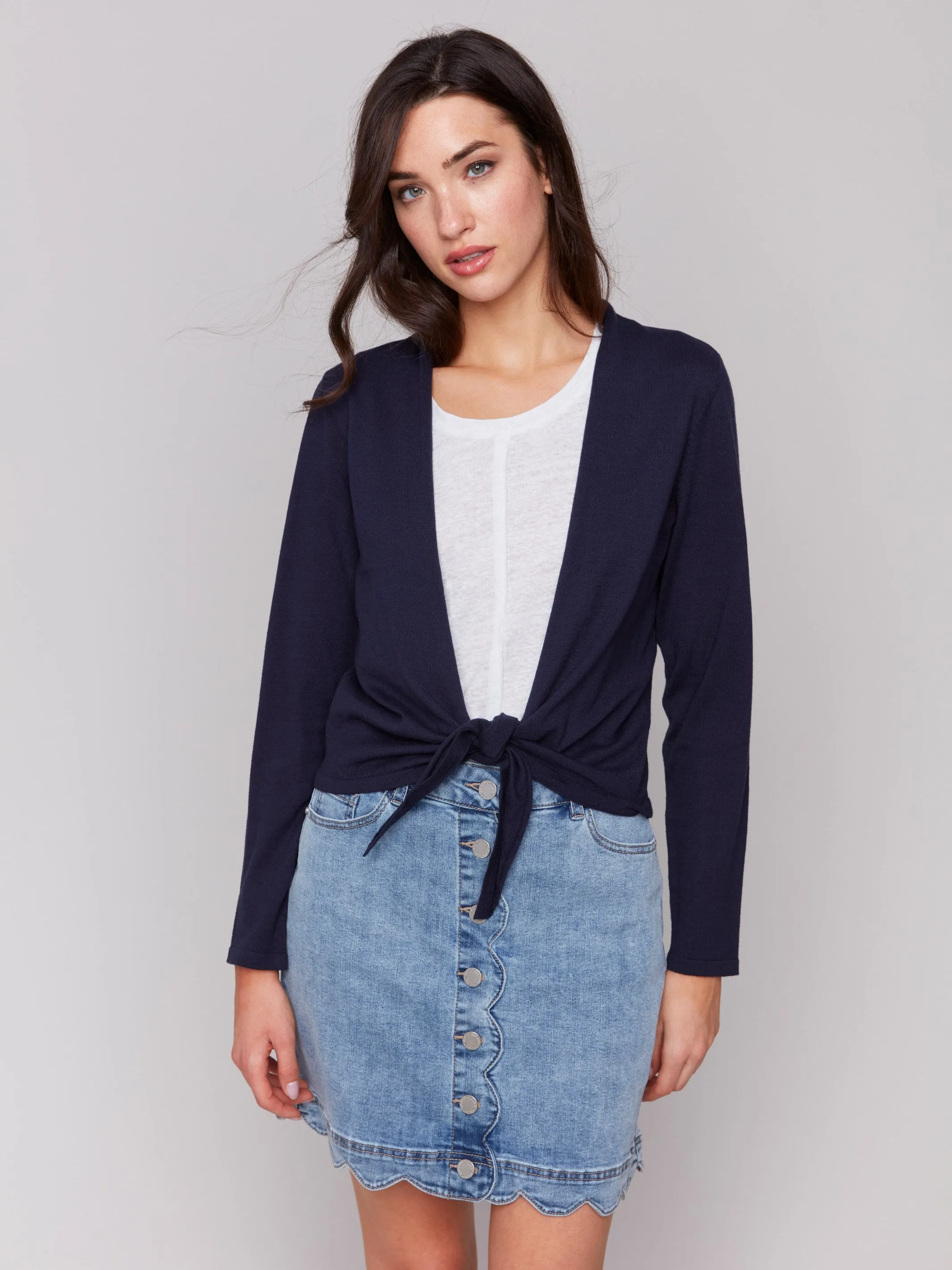 Tie Front Bolero - Navy Casual Comfort Wear