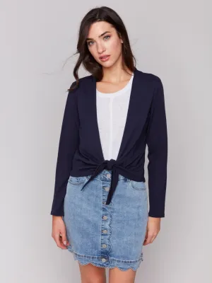 Everyday Cozy Everyday Comfort Wear Tie Front Bolero - Navy