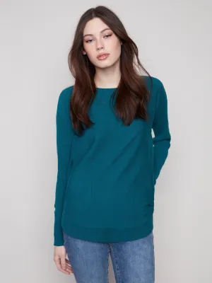Classic Knit Perfect Knit Knit Sweater With Lace-Up Cuffs - Evergreen