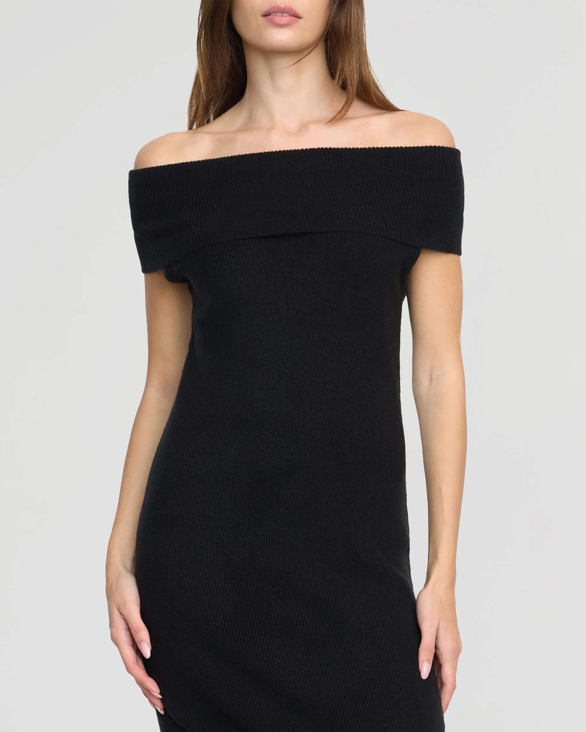 Micah Off-Shoulder Sweater Dress Warm Vest
