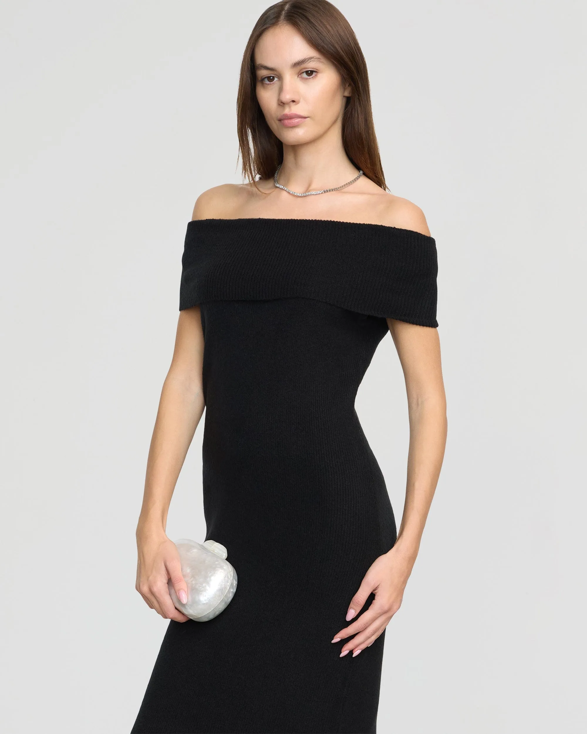 Micah Off-Shoulder Sweater Dress MoistureControlClothing elastic waistband