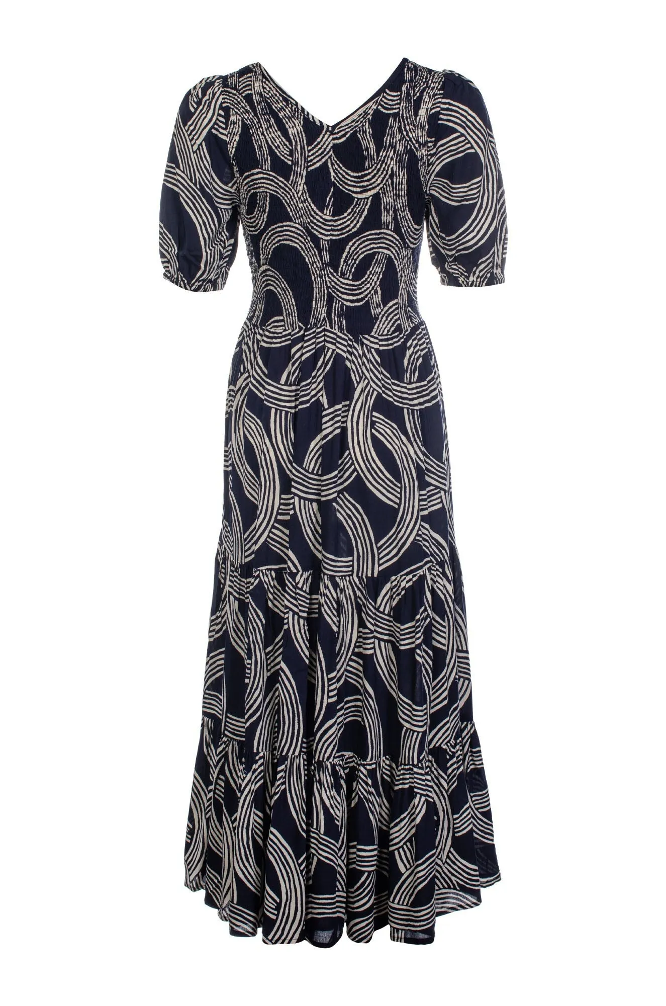 Timeless Wear Maxi Dress | Navy Ivory Circles | 3354C1