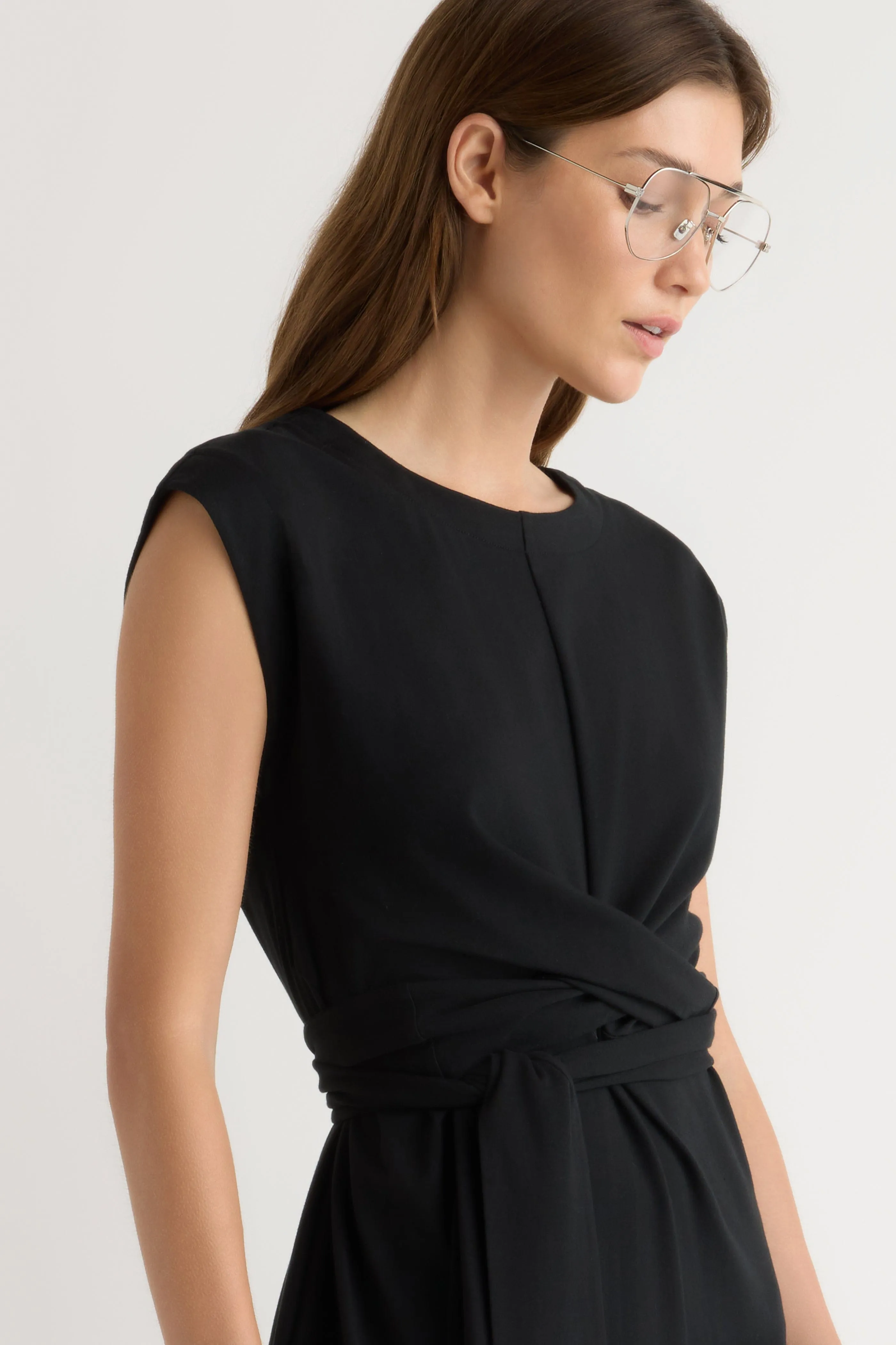 Fei Tie-Front Organic Cotton Dress Cotton Glow Matte Fit