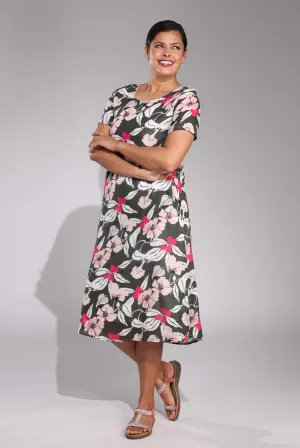 Floral Summer Dress | Olive Berry Leaf | 6274C1 WaterRepellent Finish
