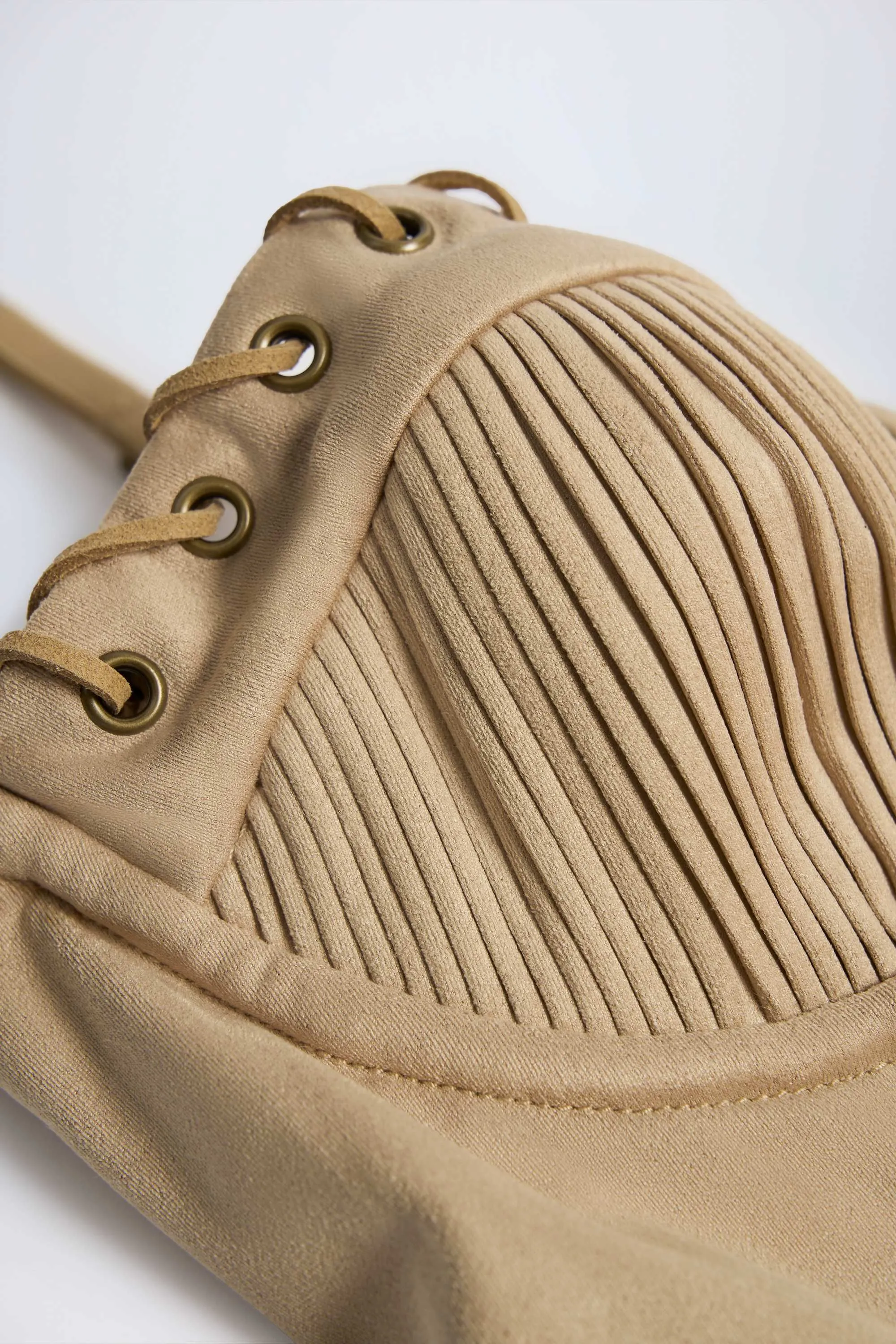 Lace-Up Tiered Corset Mini Dress in Tan Scene Heat Girls Night