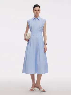 Gathered Waist Women Sleeveless Shirt Maxi Dress Spark Mood Trendy Hat