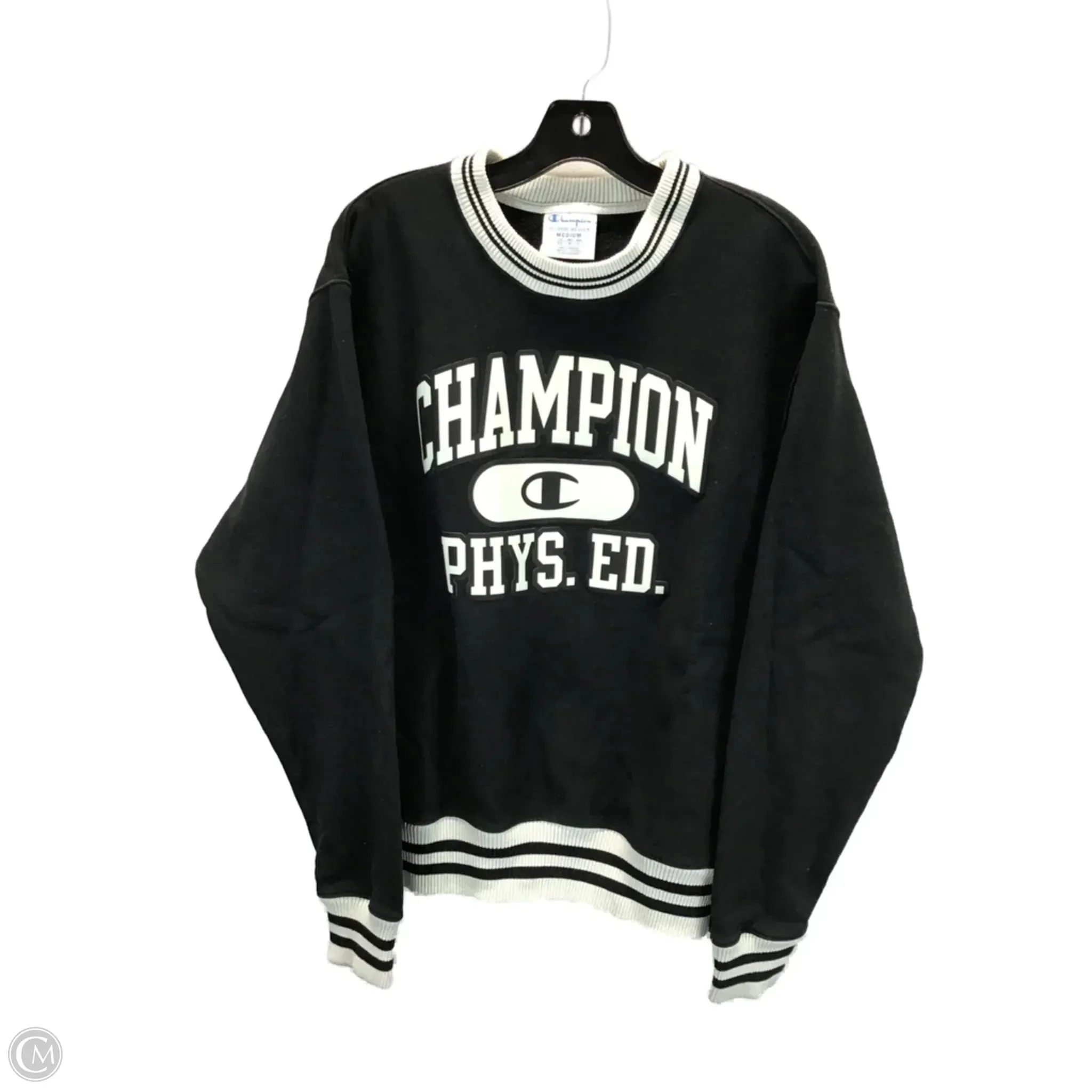 temperature regulation Trendy Fashion Sweatshirt Crewneck By Champion In Black & White, Size: M
