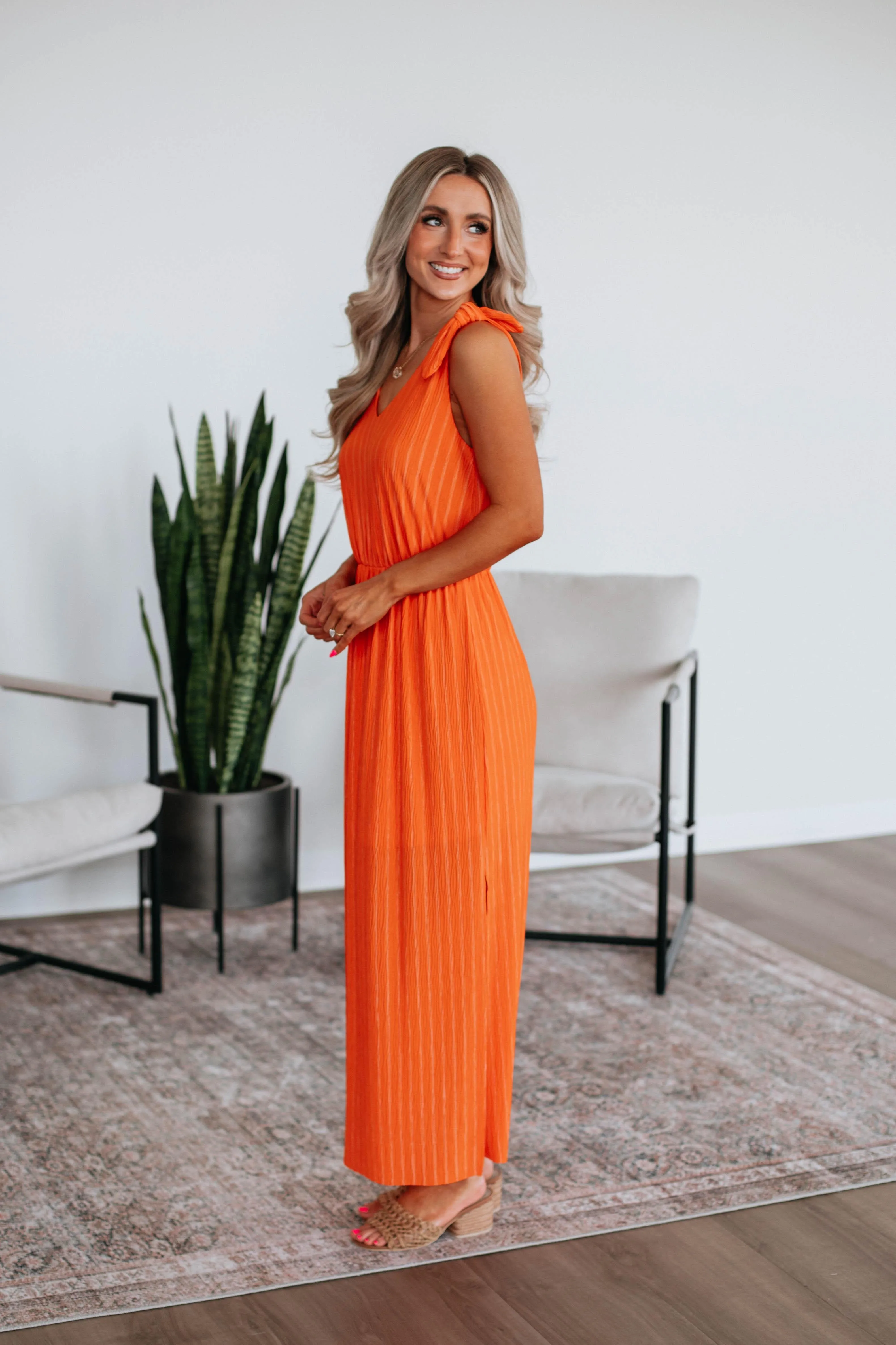 Seaside Path Confident Walk Danetta Striped Dress - Tangerine Mix
