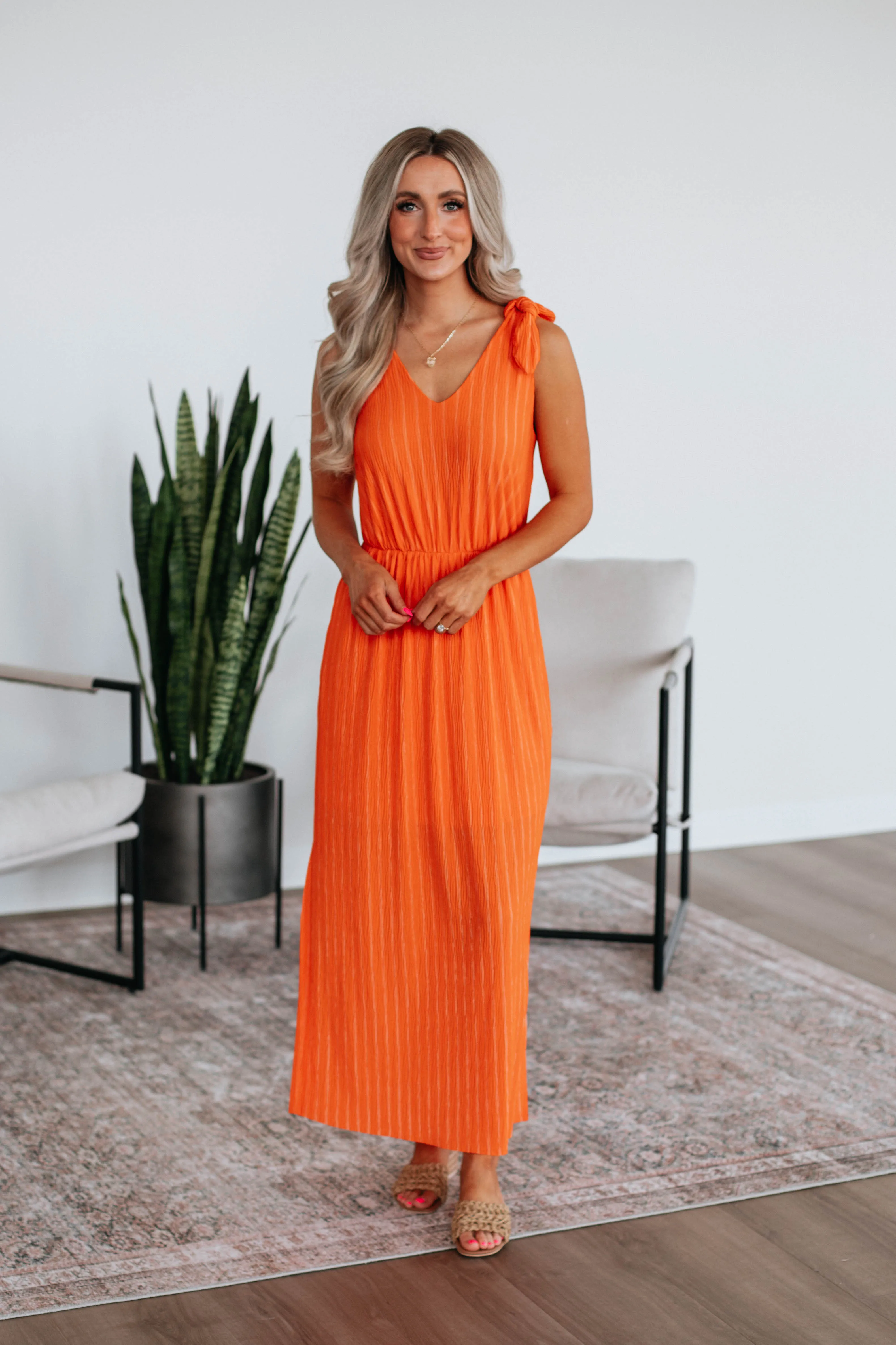 Fur Glow Danetta Striped Dress - Tangerine Mix
