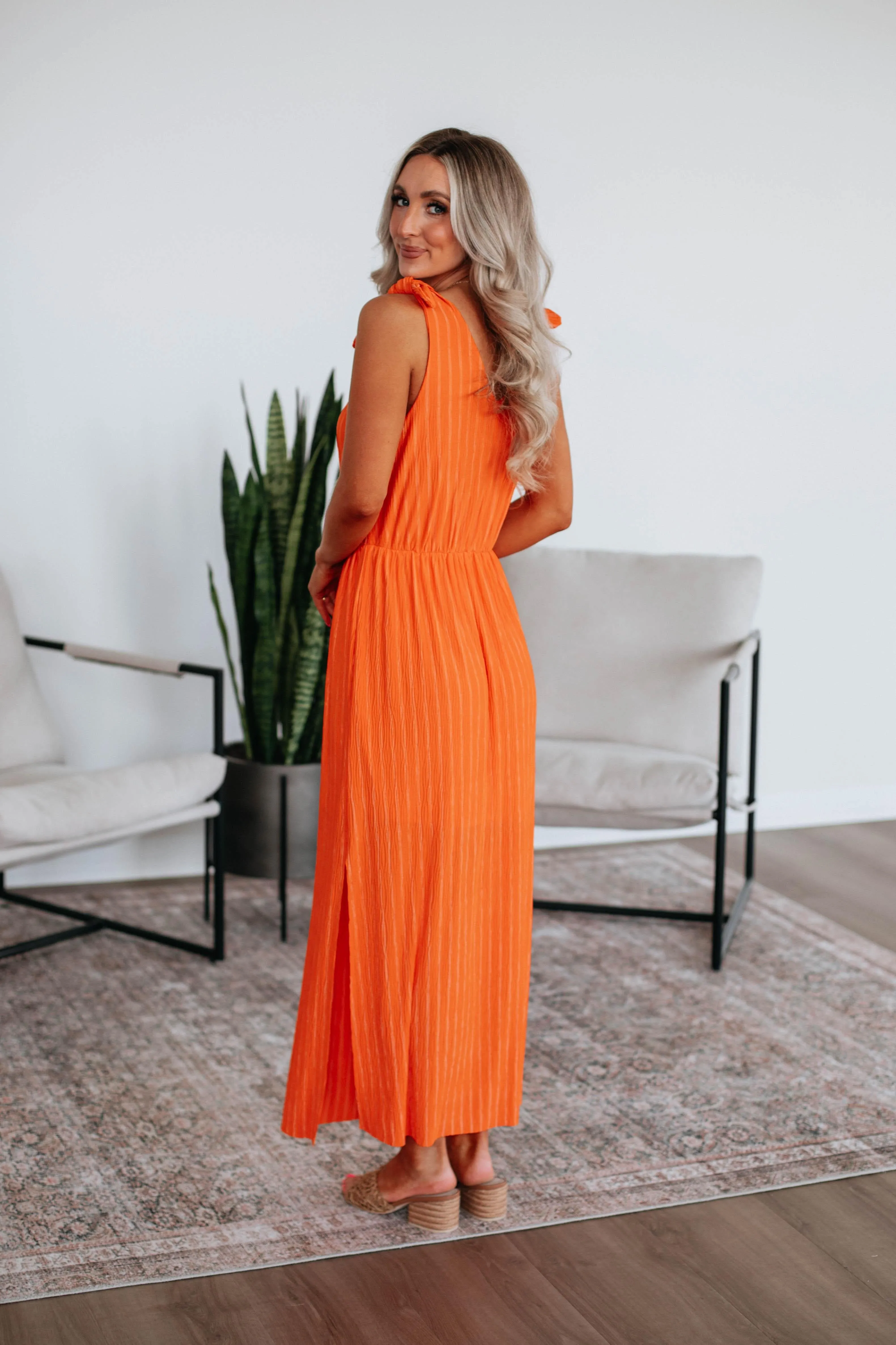 Pool side Danetta Striped Dress - Tangerine Mix