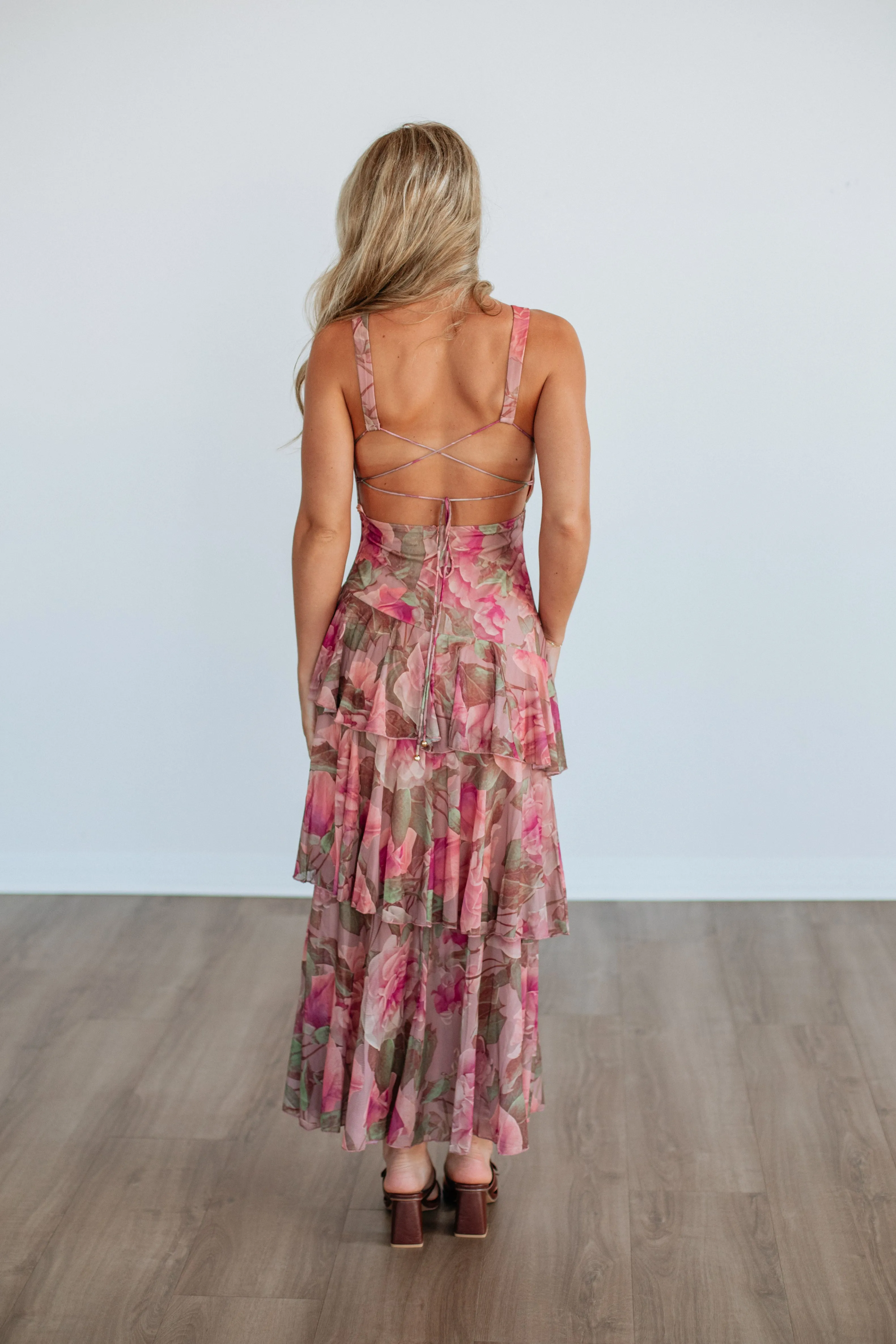 Front Button Flirty In Floral Maxi Dress