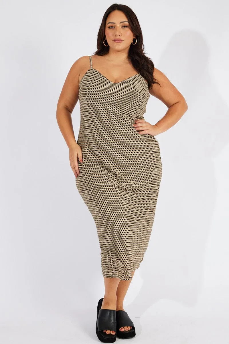 Black Geo Slip Dress Sleeveless Easy-to-wear long dress Morning Glow