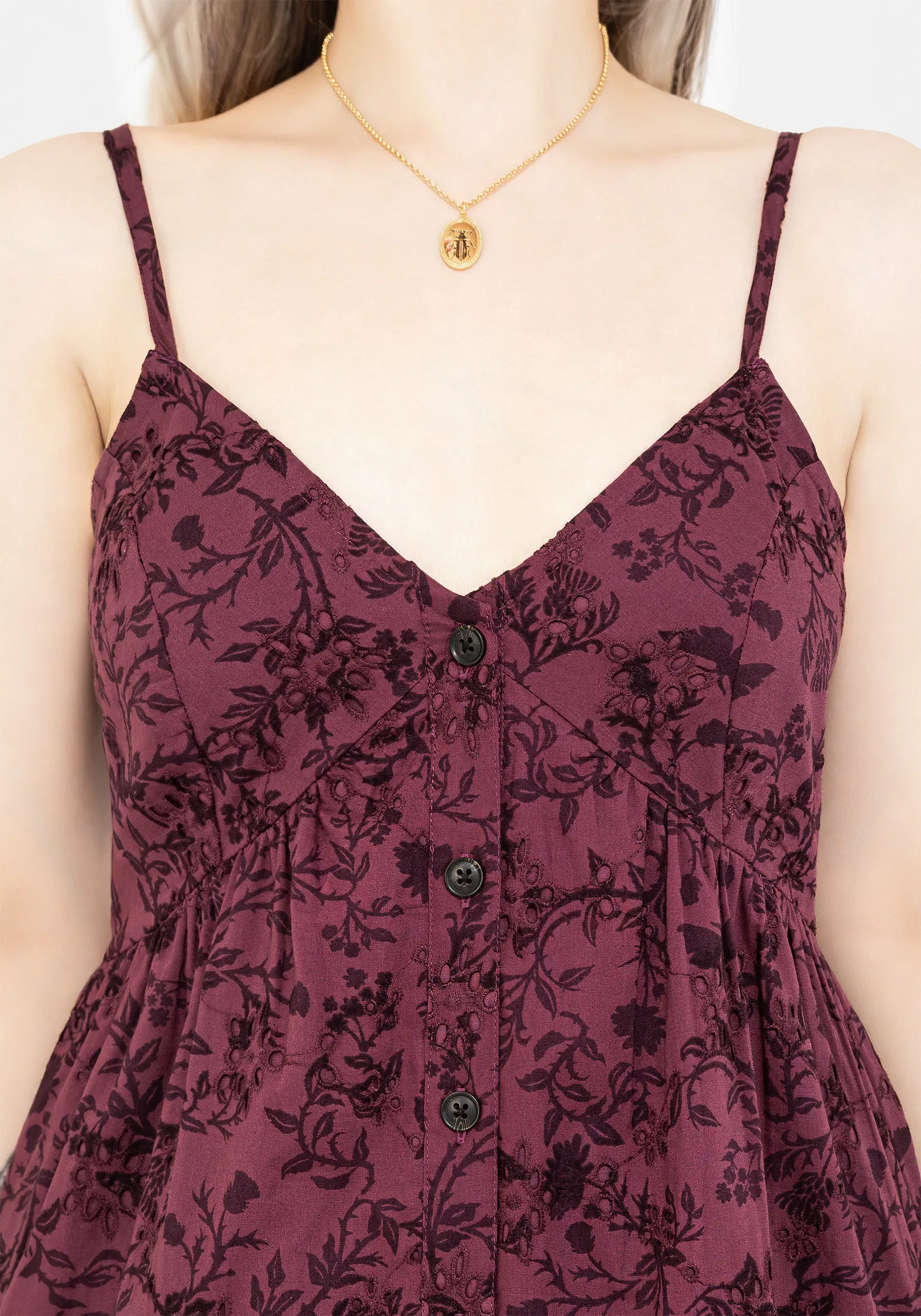 Morgana Cotton Broderie Cami Midaxi Dress The long length of this dress creates a graceful appearance that is perfect for any occasion Minimal Line