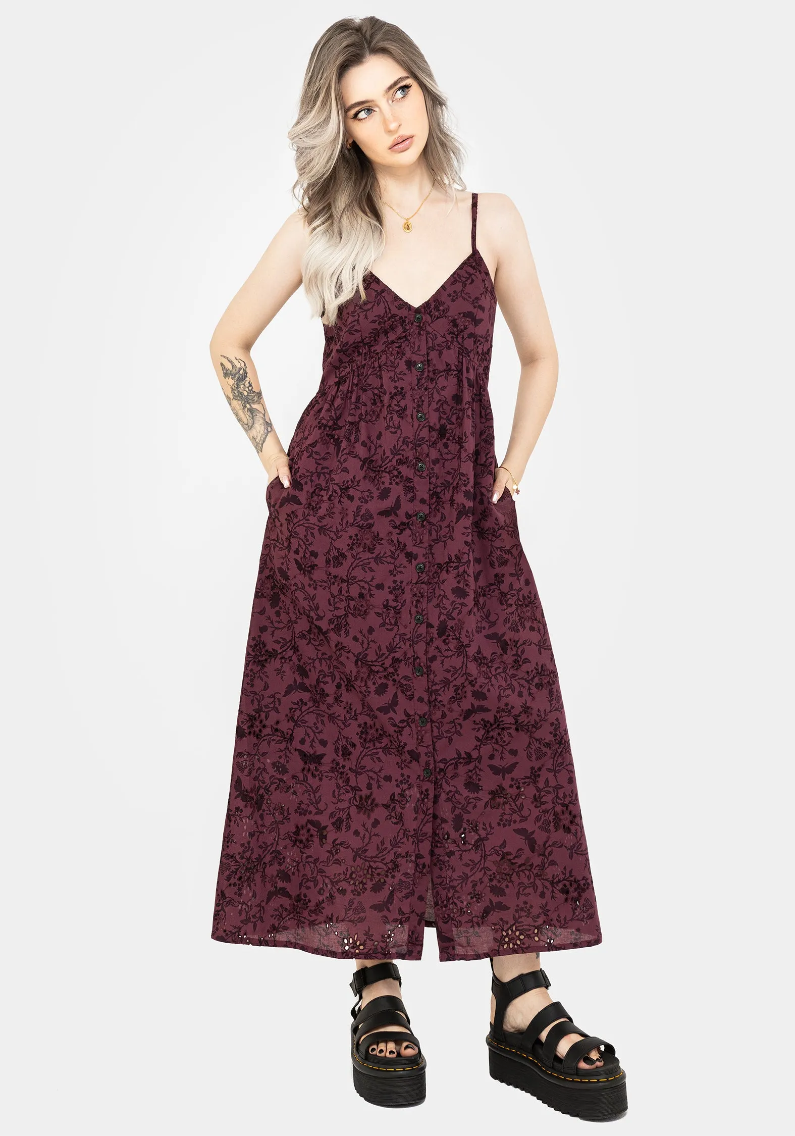 Moon Beam This dress offers a flattering shape that can easily be accessorized for a variety of looks Morgana Cotton Broderie Cami Midaxi Dress
