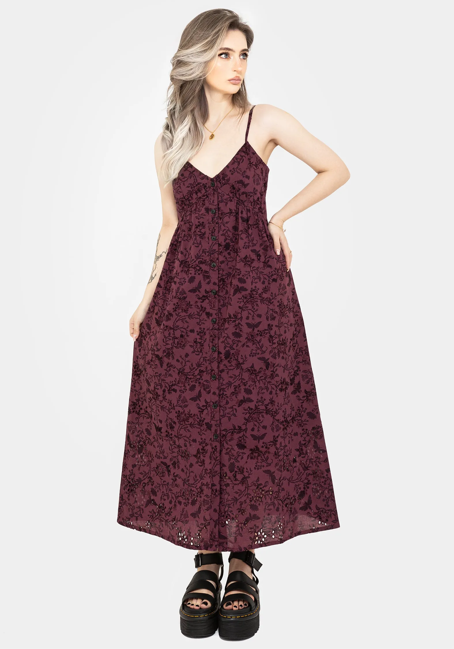 Morgana Cotton Broderie Cami Midaxi Dress Lake View