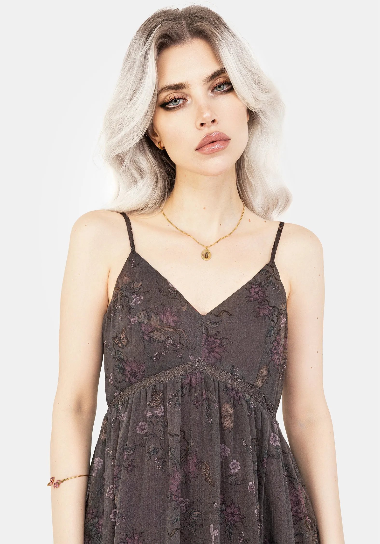 Boho Soul spring fresh Arnora Chiffon Lace Insert Cami Midaxi Dress
