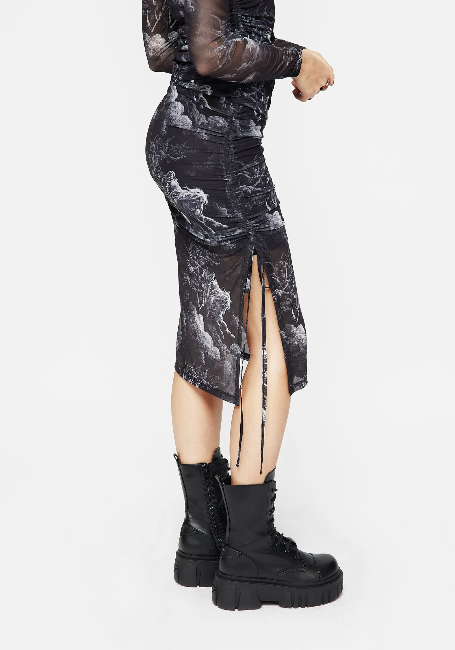 Revelation Bodycon Ruched Midaxi Dress Ethereal Air Winter Soft