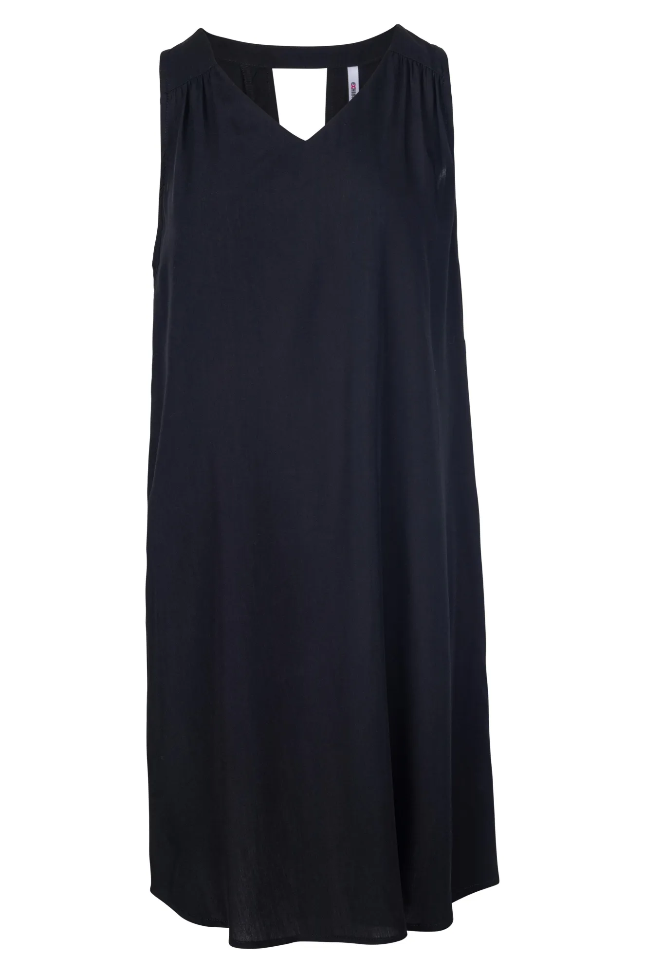 V neck Short Dress with hi low hem | Black | 3316A1 WearResistantHem SnagFree Fabric