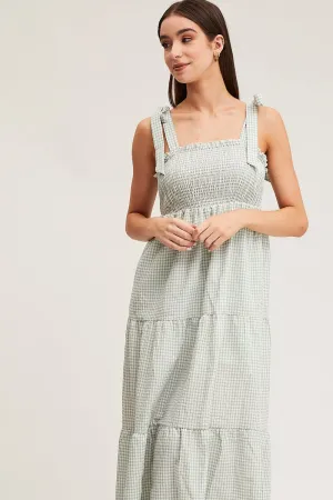 Check Midi Dress Sleeveless Style Easy