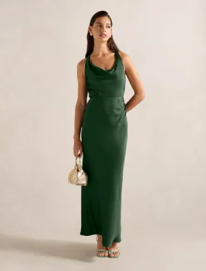 Allira Satin Cowl Neck Maxi Dress Clear Day Italian Ease