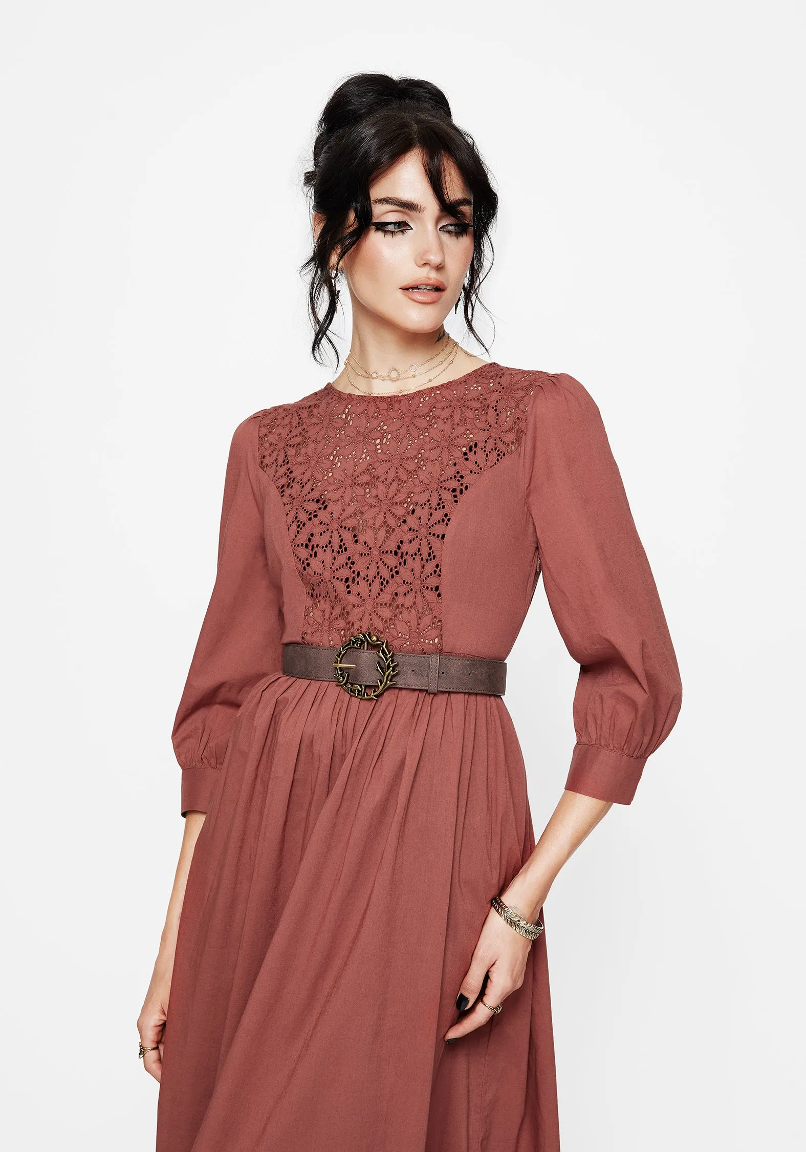 Morning Mist The maxi length of this dress provides full coverage while still maintaining a lightweight feel Cavern Cotton Broderie Button Up Midaxi Dress