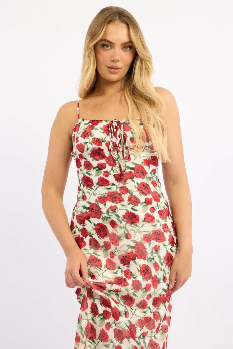 White Floral Midi Dress Bias Chiffon Gallery Tour