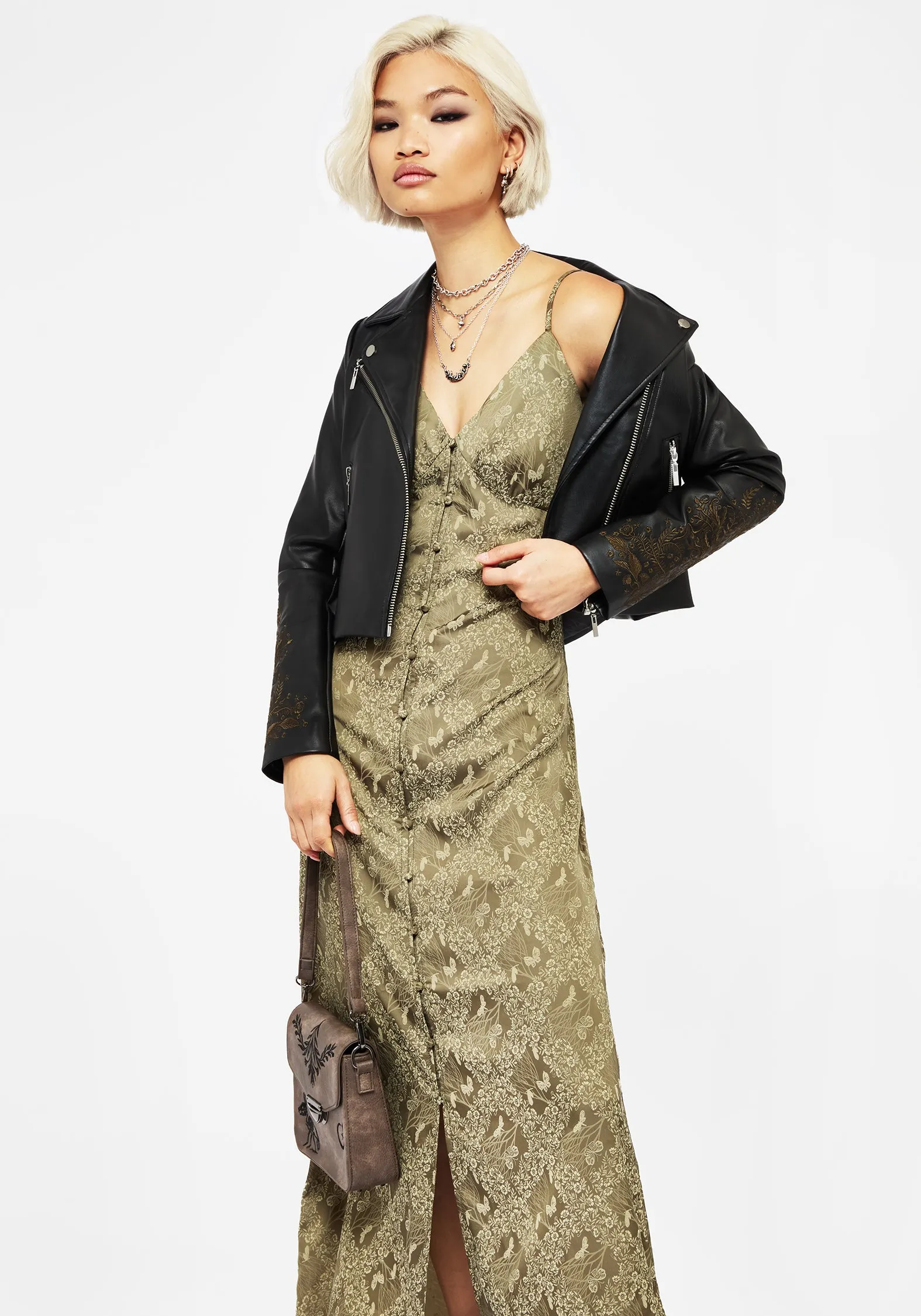 Flame Glow Ocean Arch Yara Floral Print Button Up Maxi Slip Dress
