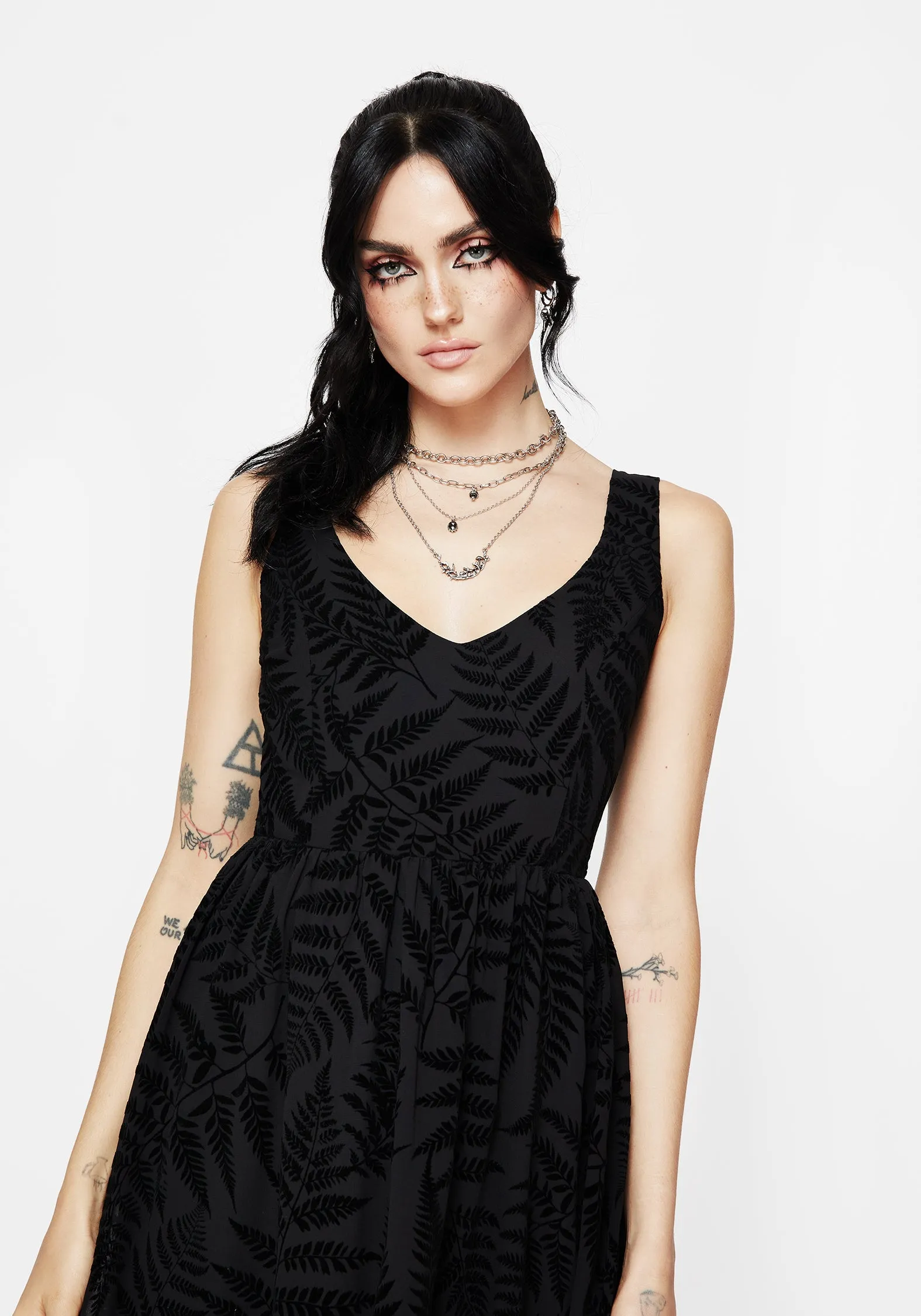 Lunafern Fern Print Cami Midaxi Dress Queen Vibe Feminine flowing piece
